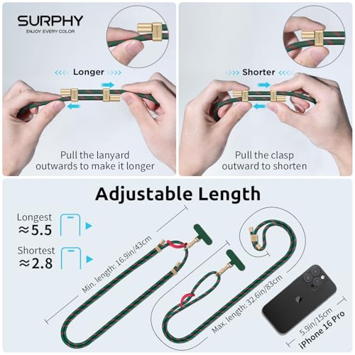 Image of SURPHY Phone Lanyard Crossbody, Phone Strap Crossbody with 2 Tether Tabs