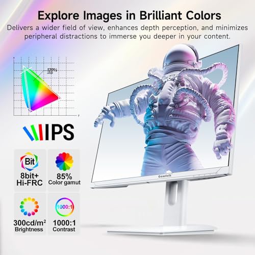 Gawfolk 27 Zoll 4K Gaming Monitor IPS, PC Bildschirm 160Hz UHD 3840 x 2160p, Computermonitors for Home & Office, HDMI 2.1, DP 1.4，weiß 2