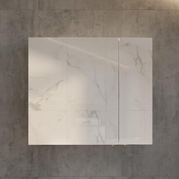 VitrA Shift T20 Mirrored Bathroom Cabinet 81006, 80 cm, Right Lid, Bright White