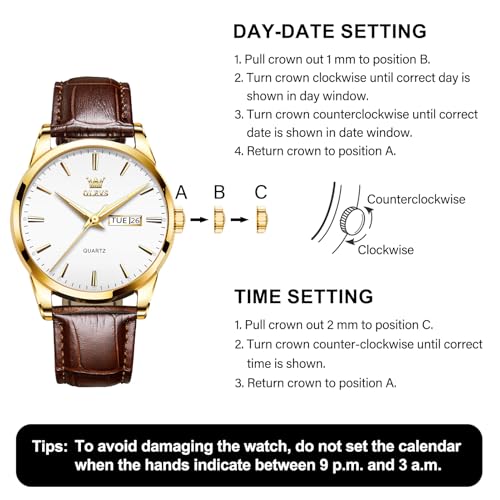 Image of QBAIZI Men's Casual Leather Watch, Easy to Read Three-Hand Analog Stainless Steel Watches for Men, Minimalist Day Date Waterproof Luminous Mens Quartz Wristwatch