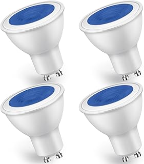 Paquete de 4 bombillas LED GU10 azules de 5 W, equivalentes a bombillas halógenas de 50 W, 500 lm, no regulables, ángulo de haz de 38°, focos de color azul, iluminación para paisajes, bares, ambientes