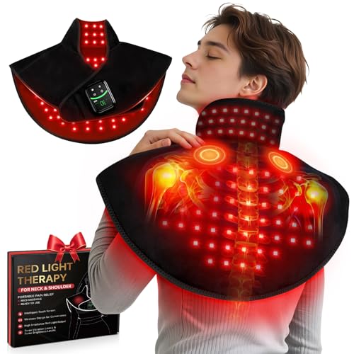 Cordless Red Light Therapy for Neck Shoulder with Heat & Massage, 5000mAh...