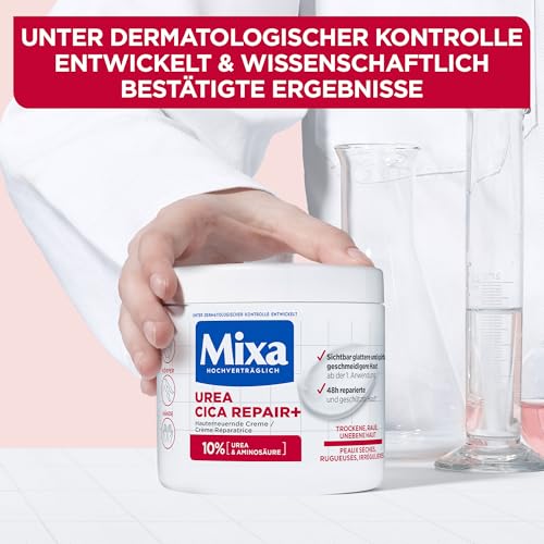 Mixa-Urea-hauterneuernde-Creme-mit-Urea-Niacinamide-fuer-trockene-und-raue-und-unebene-Haut-repariert-und-glaettet-Feuchtigkeitspflege-fuer-den-Koerper-Haende-und-Gesicht-Urea-Cica-Repair-400-ml - Sparfuchs24.io - Preisvergleich & Top Angebote Online