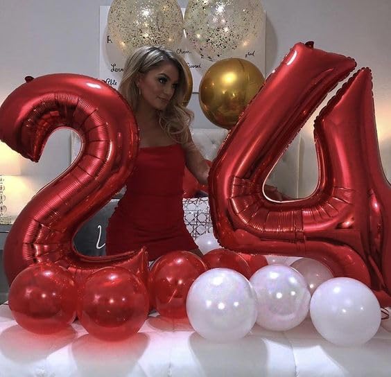 Image of Red Number 4 Balloon 40 Inch, 4th Birthday Party Decorations, Giant 4 Foil Balloon for Party Supplies