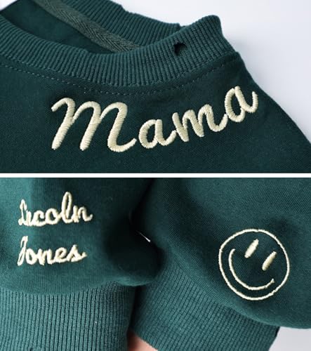 Embroidered Hand Distressed Sweatshirt Personalized Custom Crew Neck Sweatshirt Design Your Own Text Pattern Christmas Gifts for Couples Women Men (Crewneck, XXL)3