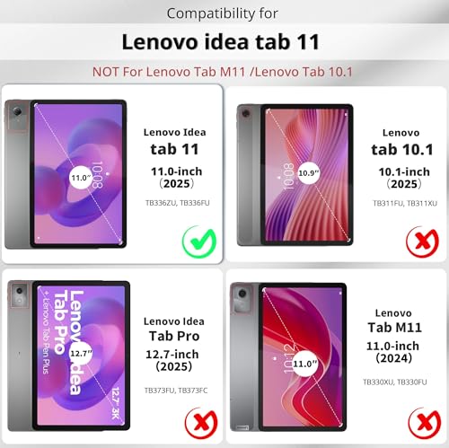 Image of Junfire Protective Case for Lenovo Idea Tab 11-inch 2025,Black | Screen Protector, Shockproof, Hand Strap, 360Rotating Stand, Pencil Holder, Carrying Strap, Hard Shell