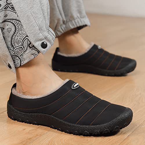 UBFEN Mens Womens Winter Warm Slippers with Fuzzy Plush Lining Slip on House Shoes Indoor Outdoor Anti-Skid Rubber Sole4