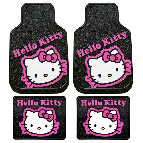 Plasticolor 008889Z04 Hello Kitty Collage Hot Pink Sanrio Front & Rear Floor Mat Set Car Truck SUV - 4PC