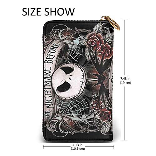 Women Printed Zip Around Wallet Halloween Art Soft PU Clutch Holder Purse4