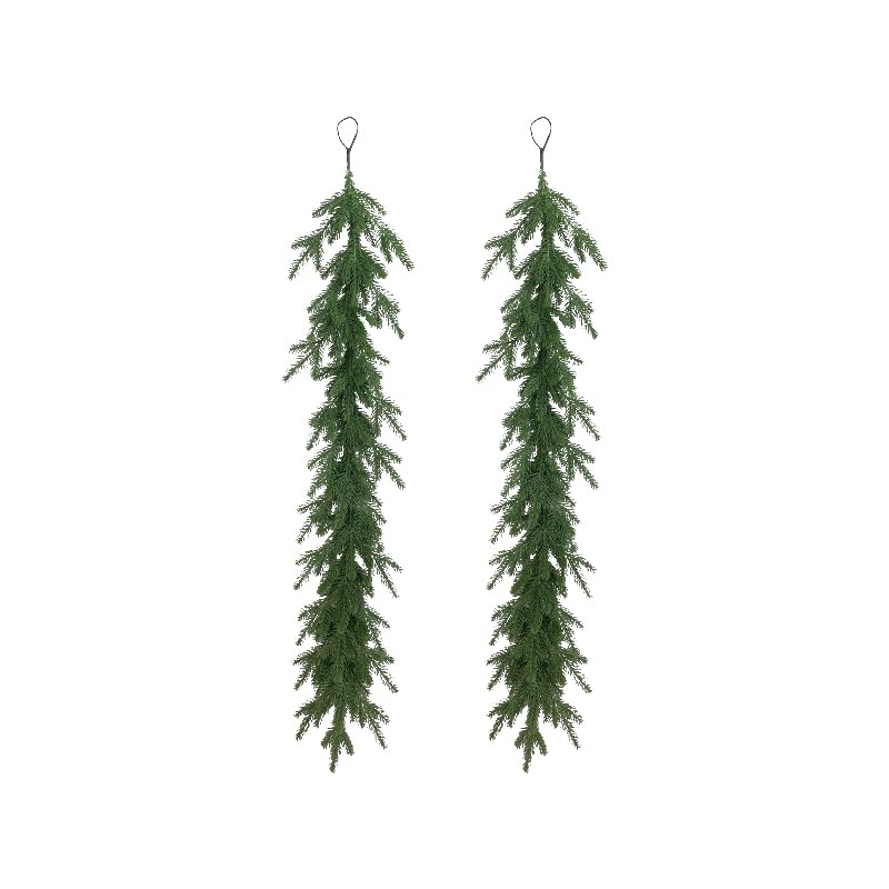 2-Pack Artificial Pine Garland – 47.24" Each, Realistic Five-Forked Rat Tail Pine Branches for Winter Decorations, Faux Greenery for Holiday & Seasonal Décor(It Won't be Delivered Before Christmas)