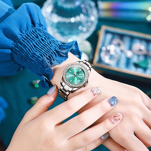 Image of OLEVS Womens Watches Diamond Luxury Dress Gold Wrist Watch Stainless Steel Waterproof Luminous Date