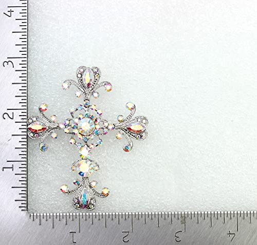 Image of Faship Gorgeous Rhinestone Crystal Cross Crucifix Pin Brooch
