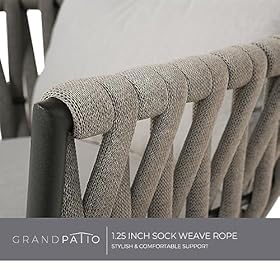 Grand patio Swivel Rope Wicker Chairs Set of 2, Patio Dining Chairs with Cushions, All-Weather Wicker Armchairs Steel Frame, Indoor&Outdoor Modern Style for Backyard, Balcony, Quinn, Gray 51DHHyGKODL. SS280