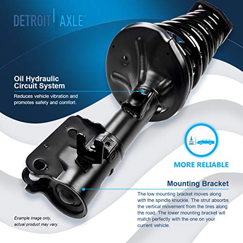 Image of Detroit Axle - Rear Struts for Hyundai 2005-2009 Tucson 2005-2010 Kia Sportage, 2 Ready Struts w /Coil Spring Assembly 2006 2007 2008 Replacement Suspension Quick Install Ready Strut Shocks