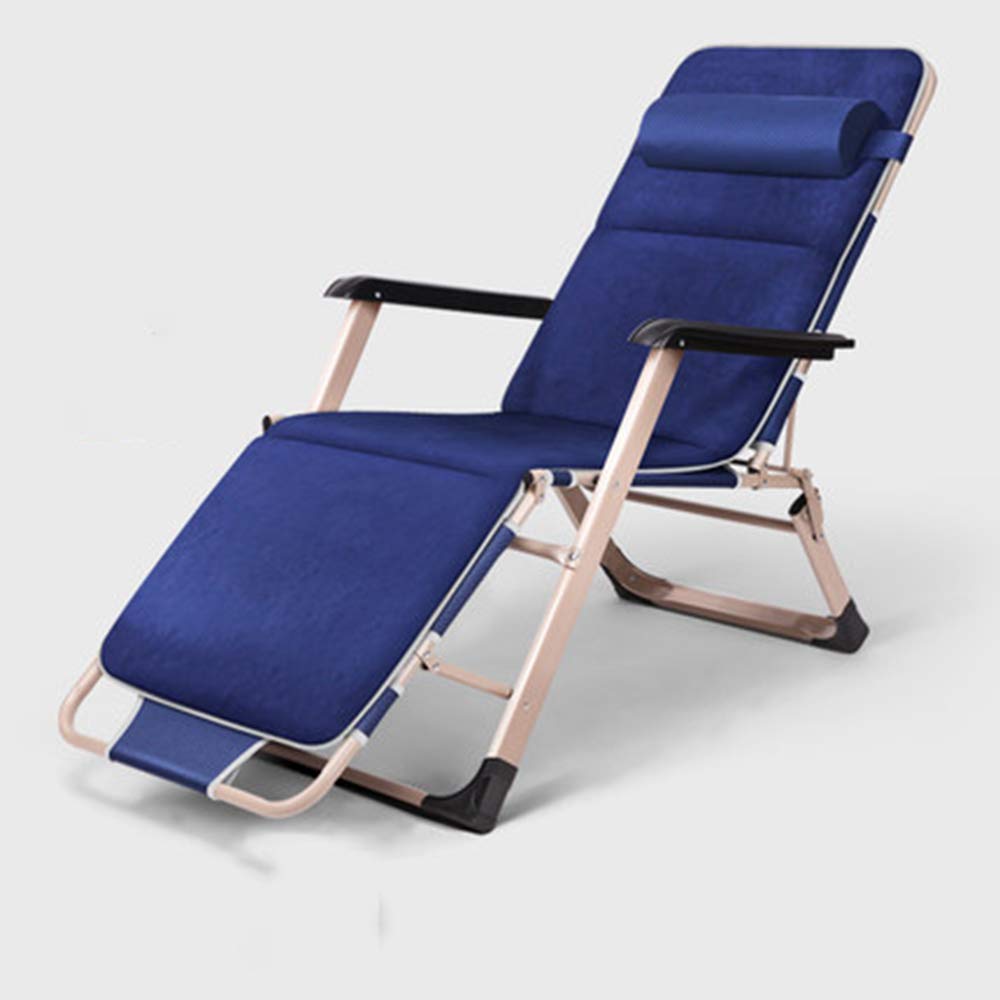 Chaise longue de jardin textylène bleu et lit bain de soleil rembourré