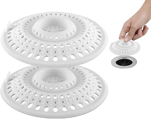 Meadow Lane Goods - Colector de pelo autosellante para varios tamaños de drenaje, color blanco (paquete de 2)