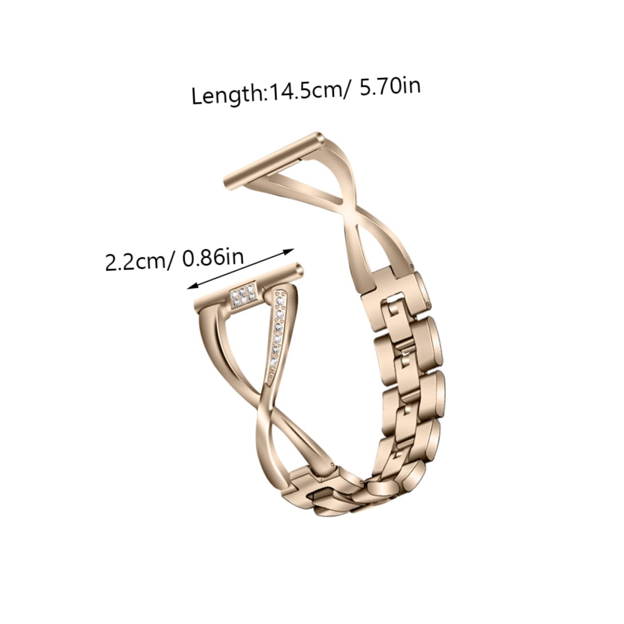 Metal Watch Band für Smartwatch Quartz Uhren- 20- Mm- Armband Bling Uhrengurt für Frauen- Elegantes Ersatz- Uhrenband mit Strassstein- Schwarz