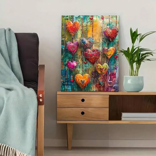Impression sur toile abstraite amour coloré décoration murale chaleureuse - 2