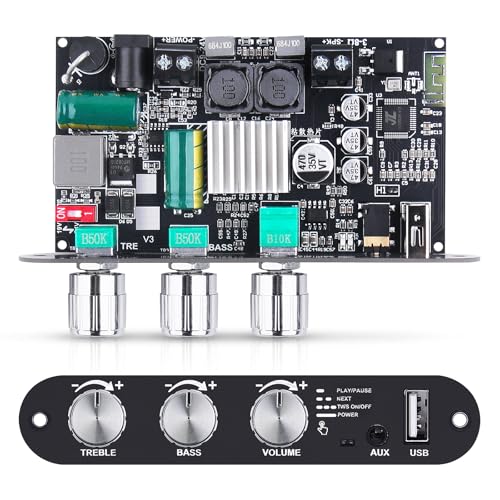 Amplificador de HiFi con Bluetooth 5.3 ZK-1001U Amplificadores de audio mono para estéreo en casa Amplificador de audio estéreo al aire libre 100W Módulo de receptores con entrada TB/USB/AUX, circuito - imagen 6