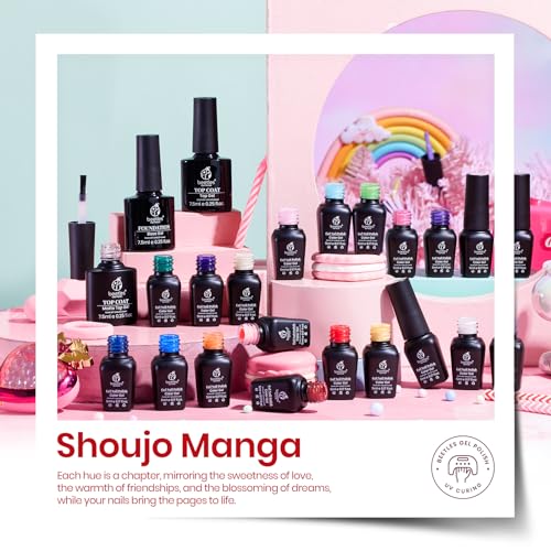 Image of Beetles Gel Polish Set, 23pcs Rainbow Gel Nail Polish Pink Orange Green Red Glitter Color with Base Glossy and Matte Top Coat Manicure Kit Shoujo Manga Soak Off Uv Led Gifts for Women