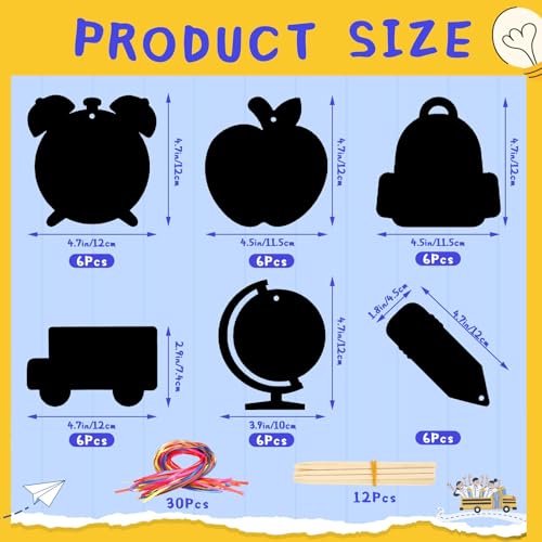 JULMELON 36 PCS Welcome Back to School Scratch Art for Kids, Back to School Crafts for Kids Rainbow Magic Scratch Paper Cards First Day of Schools Gifts for Students Classroom DIY Crafts Party Favors