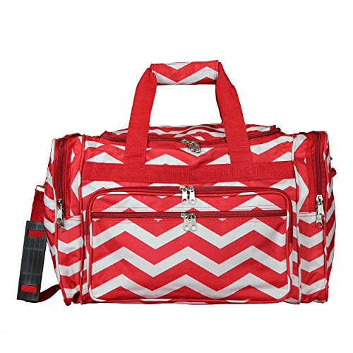 Image of World Traveler Chevron Duffel Bag, Red White Chevr, One Size