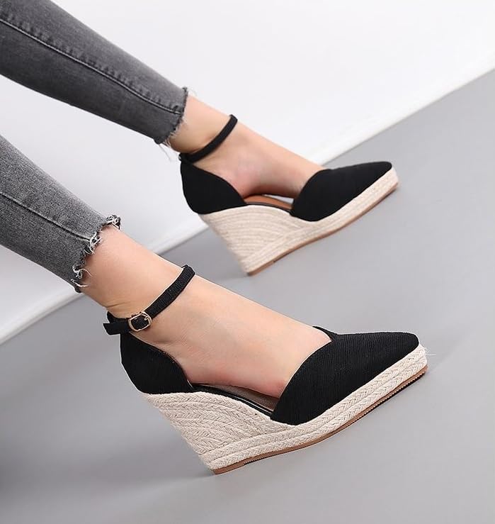 Women's sandals pointed wedge heels thick bottom4