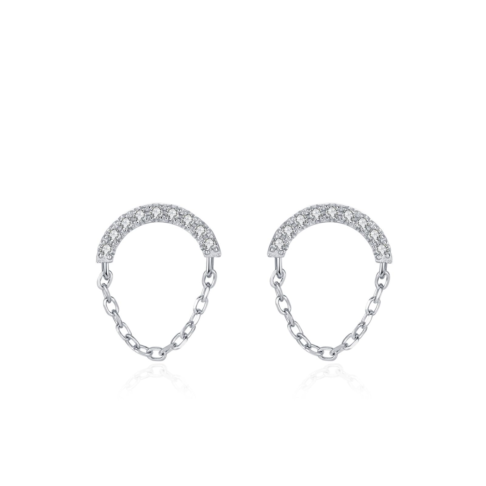 Pendientes de tuerca de oro de 9/14/18 quilates para mujer, oro real, cadena de moissanita pavé