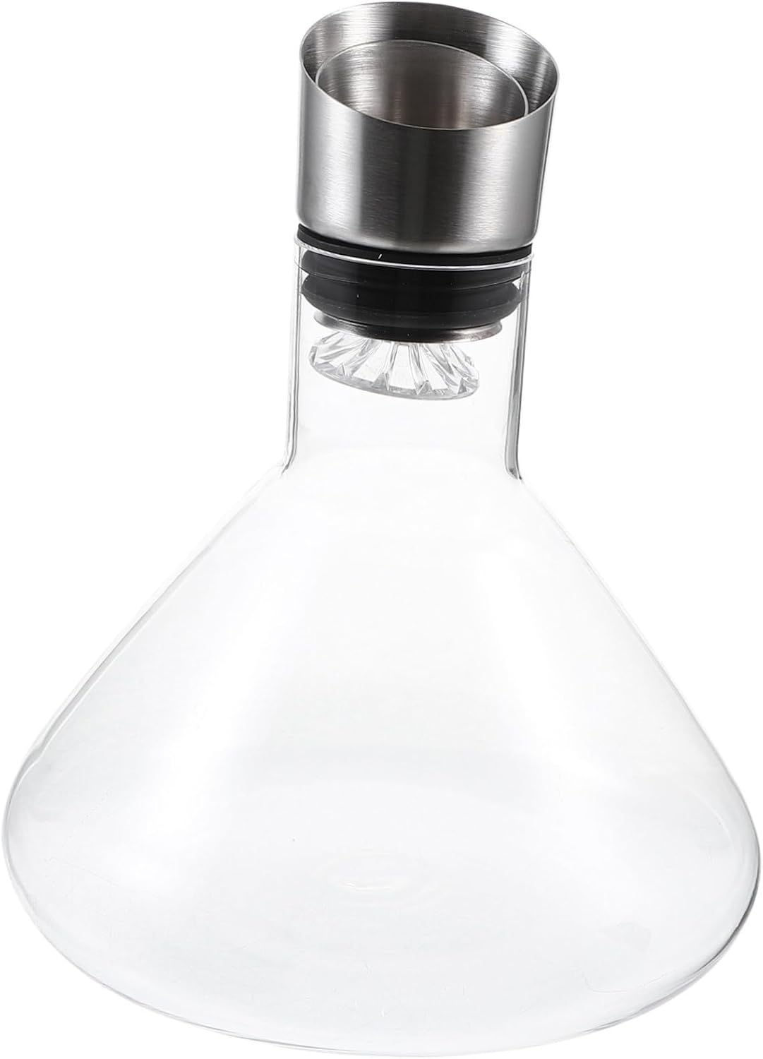 Glass Decanter with Inclined Mouth for Fast Wine and Pouring Clear Transparent Glass Wine Container with Large Opening Easy to Use Liquor Divider and Dispenser