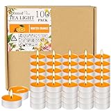 100 Pack Scented Tealight Candles 4 Hours, Winter Orange Aromatherapy Candles for Votive Home, Wedding Holiday and Emergency (Orange)