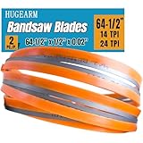 Metal Cutting Bandsaw Blades, 64-1/2 x 1/2 x 0.02 Inch, Band Saw Blades, Bi-Metal M42, 24 TPI and 14 TPI Set, 2 Pack