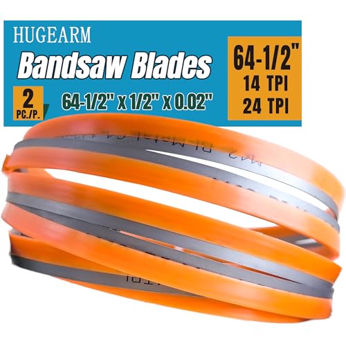 Metal Cutting Bandsaw Blades, 64-1/2 x 1/2 x 0.02 Inch, Band Saw Blades, Bi-Metal M42, 24 TPI and 14 TPI Set, 2 Pack