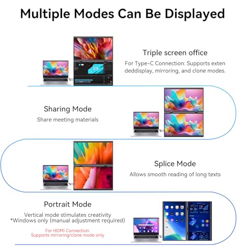 Image of 16 Inch Dual Touchscreen Portable Monitor, Laptop Screen Extender, 1920x1200 IPS 99% sRGB, USB-C & HDMI Plug&Play for Mac Windows Office Gaming Travel