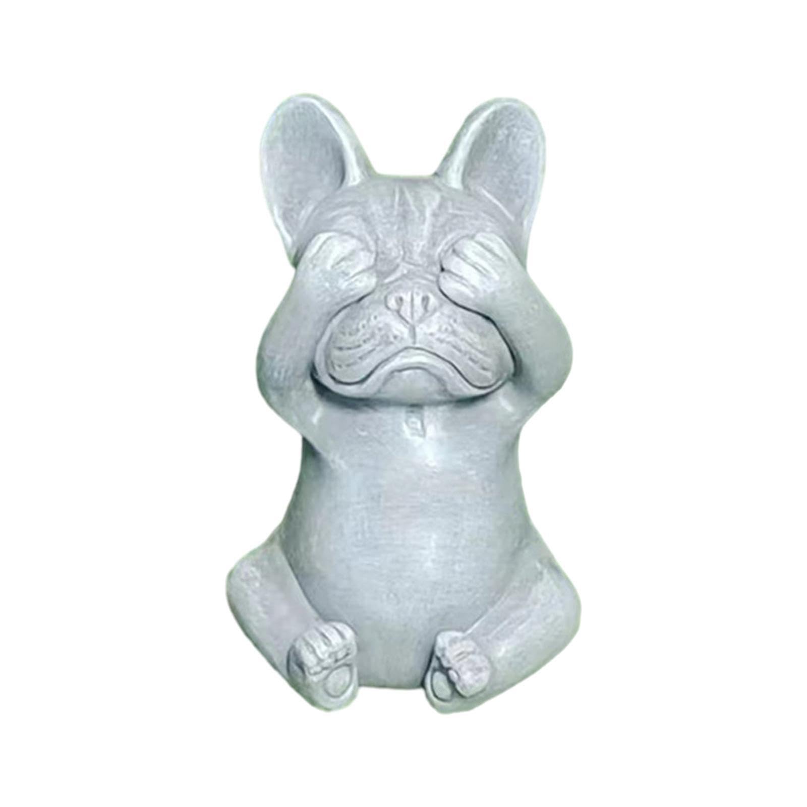PIXZCSA Bulldog Statues Figurines Home Decor Accents Unique for Creative Animal Sculpture Vivid Details Lovely Decoration Animal Statue Bulldog Figurines Yard, Not Watch, 11.5x7x7cm