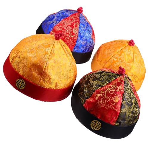 UKCOCO Sombreros Qing Vintage para Hombre con Trenzas, 4 Piezas de Tela para Cosplay y Disfraces, Tamaño 9 Adulto, Accesorios para Eventos, Fiestas y Juegos de Rol