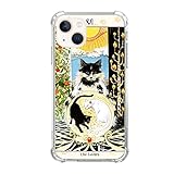 Junilotcik The Lovers Tarot Card Cats Animals Case Compatible with iPhone 13, Trippy Psychedelic Aesthetic Tarot Card Case for Girl Men and Women, Trendy TPU Bumper Phone Case for iPhone 13