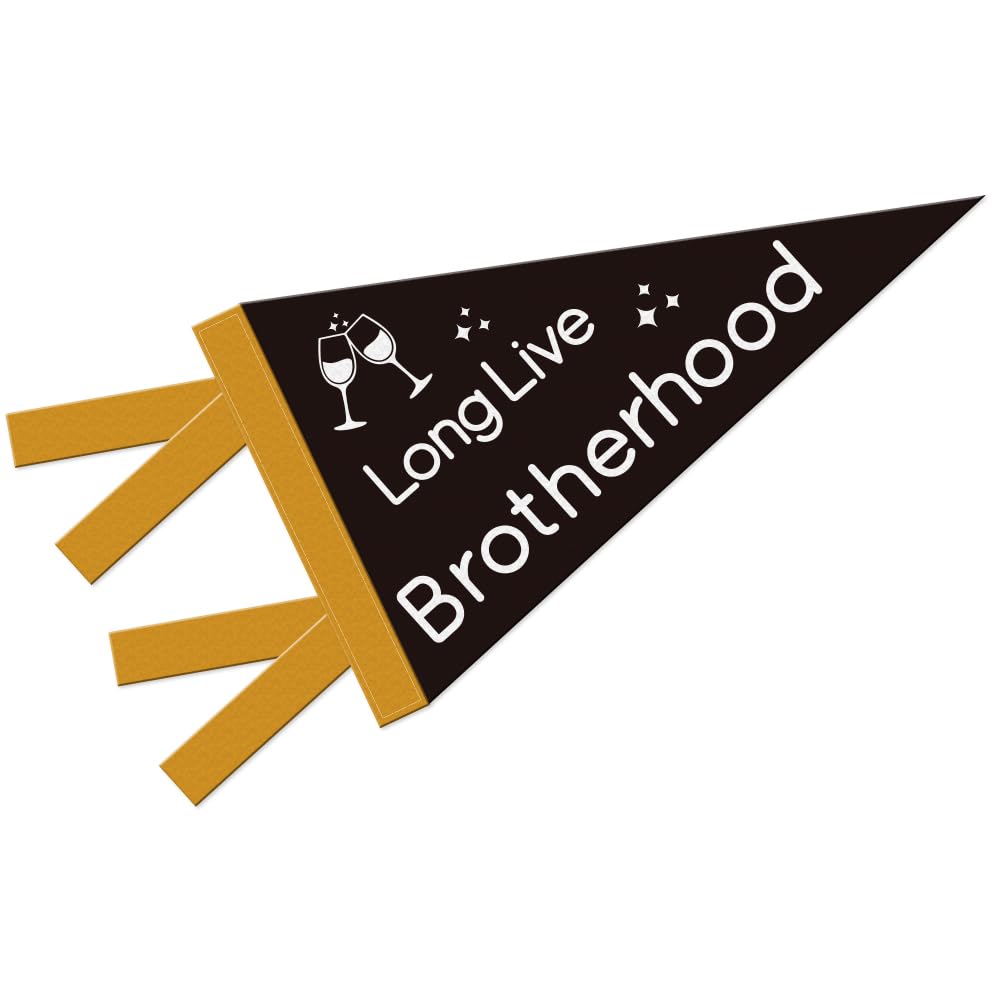 ORIGACH Long Live Brotherhood Pennants Banners, Black Preppy Felt Pennant Flag for Little Baby Nursery Room Bedroom Playroom Decor, 7.9×17.7 Inch