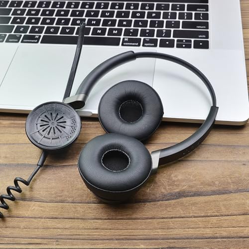 Almohadillas de repuesto Levigo para auriculares Jabra Engage 30/Engage 50, cuero proteico y espuma viscoelástica, color negro miniatura 6