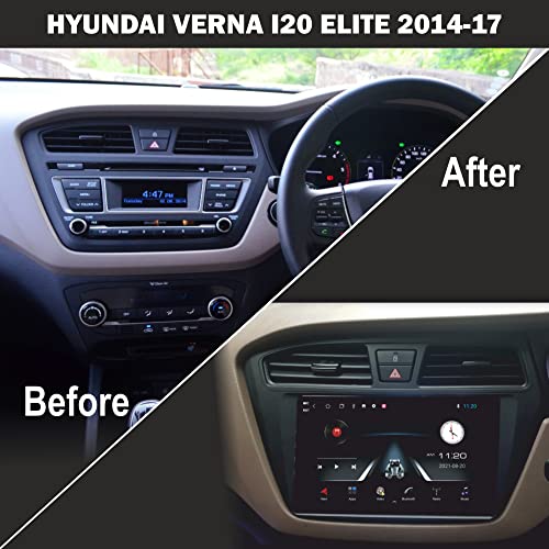 Image of 9 Inch Android Car Stereo for Hyundai i20 Elite (2014-2017) | 2GB+32GB | WiFi GPS Bluetooth | Full HD Display | Steering Control | Frame & Reverse Camera Included | Gorilla Glass Head