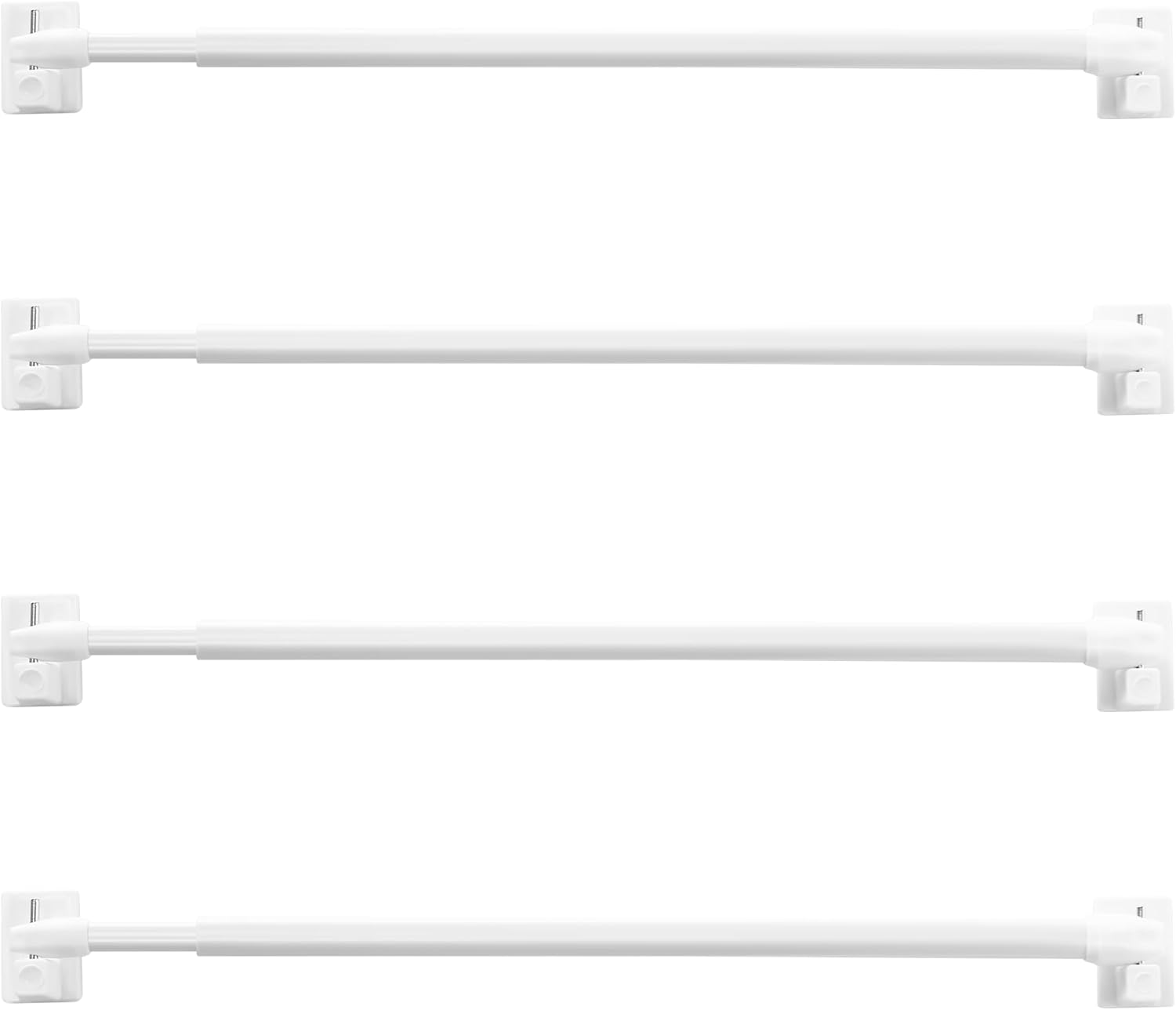 RYB HOME Magnetic Curtain Rod for Door No Drill Small Curtain Rods Adjustable Rods for Metal French Doors Patio Doors Cafe, Easy to Install, 16-28 Inch, 4 Pack, White