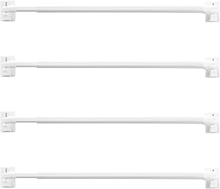 RYB HOME Adhesive Curtain Rod No Drill Adjustable Small Curtain Rods Stick on Brackets for French Door Patio Door Cafe Renter Friendly, Easy to Install, 16-27 Inch, 4 Pack, White
