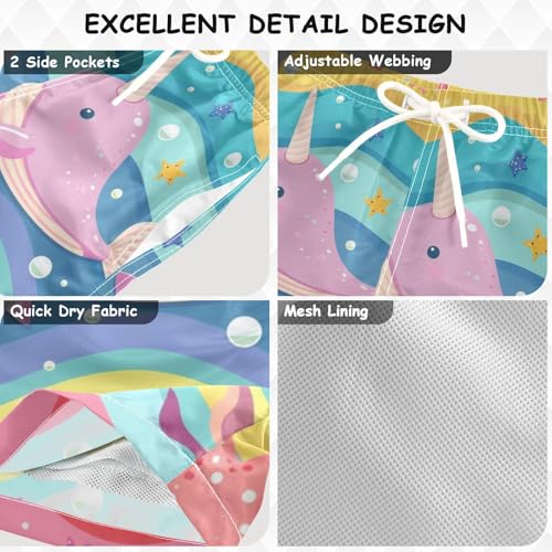 OREZI Boys Swim Trunk Shorts Rainbow Whale Rainbow Stripe Bathing Suit for Kids3