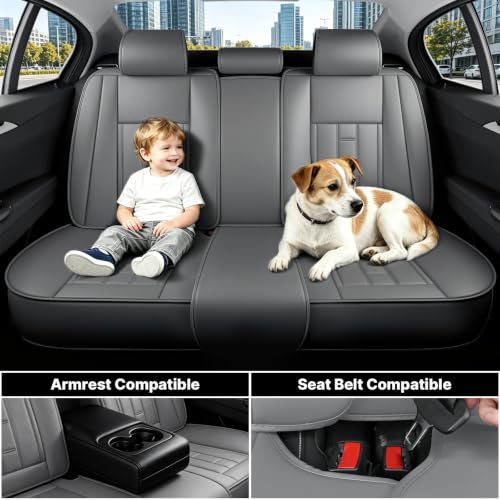 Image of Car Seat Covers Full Set for Toyota RAV4 1999-2025 Gray (5 Pack) | Waterproof car seat cover, anti-slip, breathable. Airbag compatible. Seat heating works. Easy clean. Durable stitching.