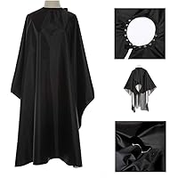 Vista 4 de Capa de corte de pelo profesional impermeable de nylon con cierre a presión, capa de peluquería y cuello plumero peine conjunto de pelo capa