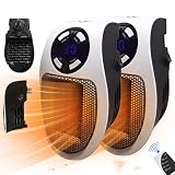 Top Heat Plug in Heater for Indoor Use, 500W Electric Fan Heater Wall Outlet Electric Space Heater with Adjustable Thermostat & Timer and Led Display for Bathroom Bedroom Tent