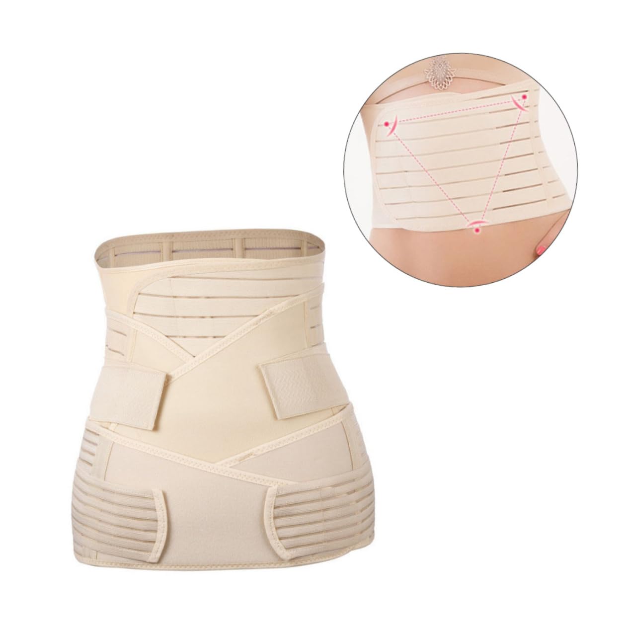 Beavorty 3pcs Postpartum Support Belly Band Set Waist Pelvis Recovery Belt Section and Post Pregnancy Adjustable Comfortable Fit for New Moms