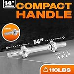 Yes4All Pair of Threaded Dumbbell Handles 14/16/18/24 inch, Chrome/Rubber Grip, Fit 1” Plates, Weight Bar Connector - Image 3