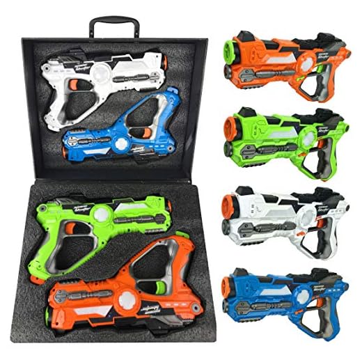 Liberty Imports Infrared Laser Tag 4 Players Game Set for Kids - Indoor Outdoor Multiplayer Toy Guns Battle Blasters Mega Pack with Carrying Case