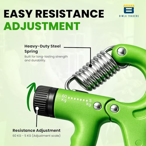 Image of CRAE Hand Gripper - Adjustable Grip Strengthener for Forearm, Wrist & Finger Workout Men & Women Capacity 60 kg (Green)