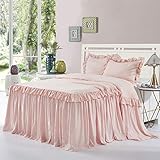 bednlinens&things 3PC Feminine, Shabby Chic Ruffle Skirt Bedspread Comfy Stylish Decorative Cover Twin, Queen, King (Alina Pink, King)